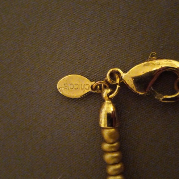 Chico's Gold adjustable necklace with pink and gold beads - Picture 2 of 6